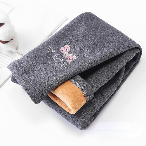 kinderkleidung Mädchen Gamaschen Tier Aktiv Schulanfang Baumwolle 7-13 Jahre Frühling YM-Fleece-Leggings – Rosa YM Fleecehose-Bär schwarz YM Fleecehose-Bär hellgrau Image