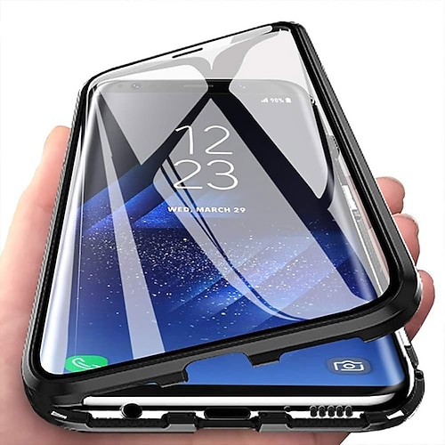 Handy Hülle Handyhüllen Für Samsung Galaxy S26 Ultra Plus A34 A54 A53 A23 Magnetische Adsorption mit Displayschutz Transparent Magnetisch Transparent Gehärtetes Glas Metall Image