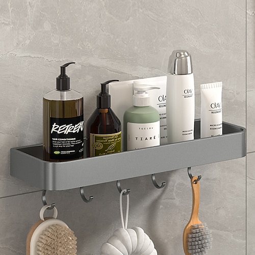 dusche caddy bad regale wand montiert gun grau lagerung veranstalter rack bad küche bad hardware anhänger bad regal raum aluminium dusche rack ecke regal platz bad dusche regal Image