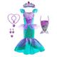 Die kleine Meerjungfrau Kleine Meerjungfrau Meerjungfrau Aqua Princess Kleid Motto-Party-Kostüm Mädchen Film Cosplay Cosplay Halloween Purpur Halloween Karneval Maskerade Kleid Zubehör-Set