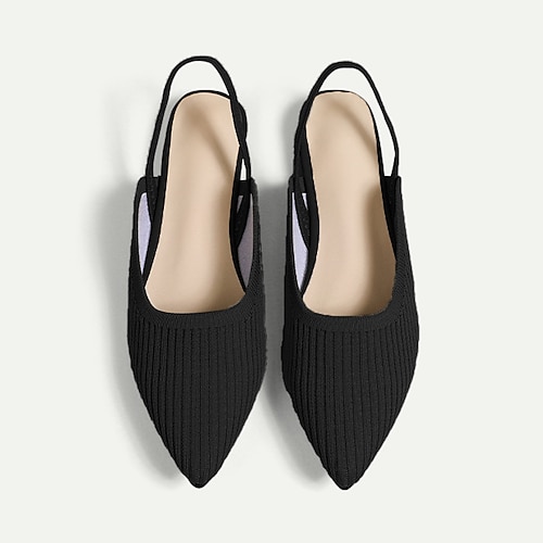 Damen Sandalen Flache Schuhe Übergrössen Flyknit Schuhe Outdoor Arbeit Täglich Gestreift Flacher Absatz Spitze Zehe Klassisch Brautkleider schlicht Komfort Wanderschuhe Gestrickt Halbschuhe Gummiband Image