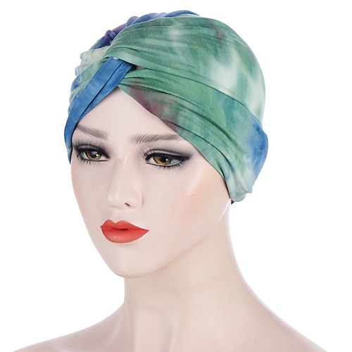Frauen muslimischer täglicher Turban faltbarer Kreuz geknoteter Haarschal elastischer Kopfwickel Kopfbedeckung Bandanas Dame Haarhüte Mütze Haarausfall Zubehör Image