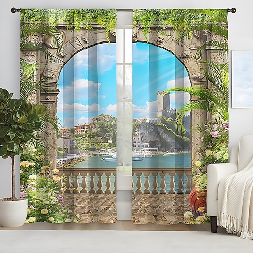 2-teilige Vorhangvorhänge, Verdunkelungsvorhang für Wohnzimmer, Schlafzimmer, Küche, Fensterbehandlungen, wärmeisolierte Raumverdunkelung Image