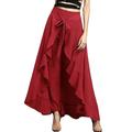 Damen Hosen Hose Chiffon Glatt Schwarz Rot Strassenmode Hoher Taillenbund In voller Länge Urlaub Casual Sommer Frühling