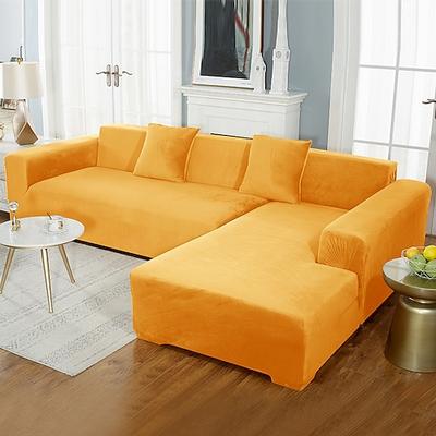 Samt-Sofabezug, weinrot, Stretch-Sofabezug für Kissencouch, dicker, weicher Sofabezug, waschbarer Möbelschutz, Sofabezüge für Hunde, passgenauer Sofabezug Image