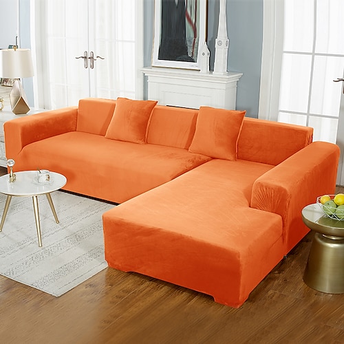 Samt-Sofabezug, weinrot, Stretch-Sofabezug für Kissencouch, dicker, weicher Sofabezug, waschbarer Möbelschutz, Sofabezüge für Hunde, passgenauer Sofabezug Image