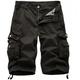 Herren Cargo Shorts Kurze Hosen Bermudas Arbeitsshorts Kurze Hose für Wanderer Bein Kordelzug Multi Pocket 6 Tasche Glatt Knielänge Sports Outdoor Ausgehen Baumwolle Strassenmode Klassisch Schwarz