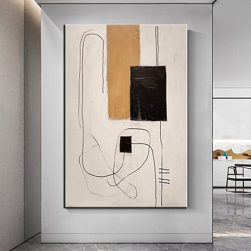 handgemaltes Ölgemälde, handgefertigte Wandkunst, beige Wabi-Sabi-Kunst, neutrales beige-schwarzes Gemälde, modernes beige-schwarzes Gemälde, beige-schwarze Textur, Kunst, Heimdekoration, fertig zum Image