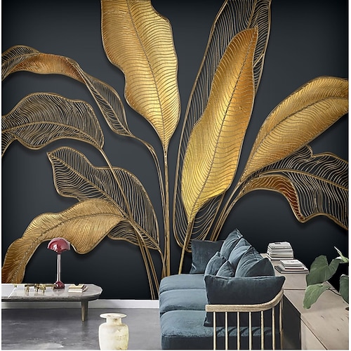 Coole Tapeten, schöne Naturtapete, Wandbild, Wandaufkleber, selbstklebend, schillernd, golden, PVC/Vinyl, geeignet für Wohnzimmer, Schlafzimmer, Restaurant, Hotel, Wanddekoration, Kunst, Heimdekor Image