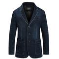 Herren-Blazer Jeansjacke Jeansjacke Sportjacke Sportmantel ausgehen Button-Down-Kragen Freizeitjacke Alltag Oberbekleidung Volltonfarbe Hellblau Marineblau / Baumwolle / Baumwolle