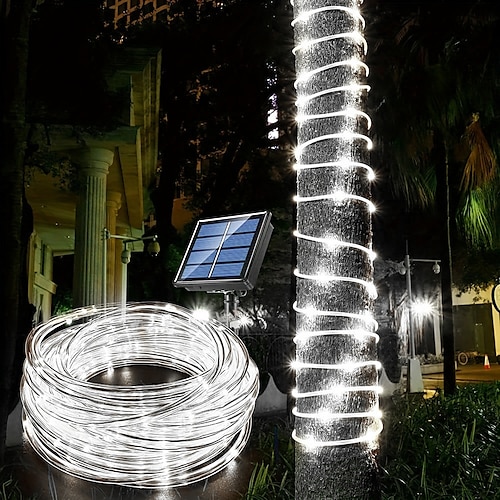 1 Pack Solar Seillichter Außen wasserdichte LED Lichterketten Girlanden Feen Gartenlichter Außen Halloween Hochzeitsfestdekoration 7M-50Led/12M-100Led/20M-200Led/30M-300Led Image