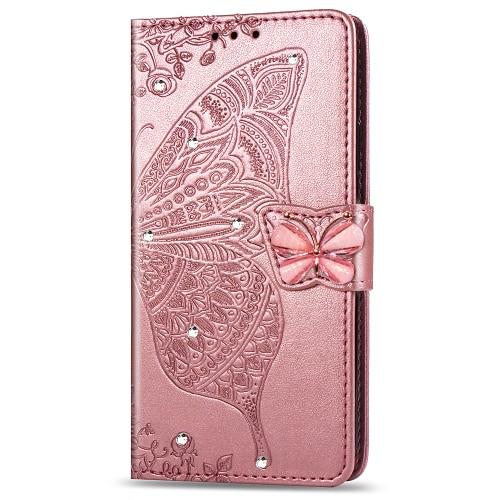 Handy Hülle Handyhüllen Für Samsung Galaxy S24 S23 S22 S21 FE S21 Ultra Plus A34 A54 A72 A32 A52 Brieftaschenhülle Strass Mit Kartenhalter Magnetischer Flip Schmetterling PU-Leder Image