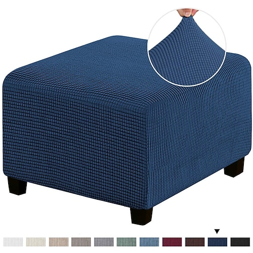 Stretch-Ottomanenbezug Quadratische Ottomanen-Schonbezüge Möbelschutz Klapphocker Möbelschutz Weicher Schonbezug mit elastischer Unterseite Image