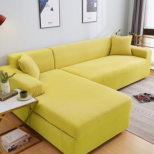 staubdichte, allmächtige Schonbezüge, Stretch-Sofabezug in L-Form, Burgunderrot, superweicher Stoff, Sofabezug mit einem kostenlosen Boster-Case, moderner Sofabezug für das Wohnzimmer, Möbelschutz Image