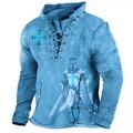 Herren Unisex Sweatshirt Schwarz Weiß Blau Lila Braun Rundhalsausschnitt Tempelritter Grafik Prints Print Lace up Sport Outdoor Täglicher Sport 3D Druck Designer Casual Big and Tall FrühlingHerbst