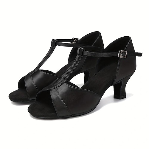 Damen Schuhe für den lateinamerikanischen Tanz Abiball Professionell Rumba Wildlederschuhe Absätze Einheitliche Farbe Stöckelschuh Peep Toe Reißverschluss Erwachsene Schwarz Braun Image