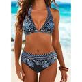 Damen Badeanzug Bikinis Normal Bademode 2 teilig Print Blumen Geometrisch Strandbekleidung Push-Up Hosen Badeanzüge