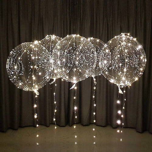 Leuchtende, transparente Helium-Bobo-Blasenballons, Festival, Hochzeit, Geburtstag, Partydekoration, LED-Schnur, leuchtende Luftballons Image
