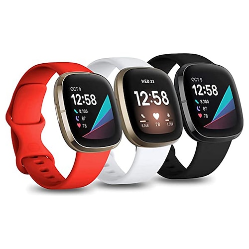 3 Stücke Uhrenarmband für Fitbit Versa 3 Sense Weiches Silikon Ersatz Gurt Damen Herren Wasserdicht Sportarmband Armband Image