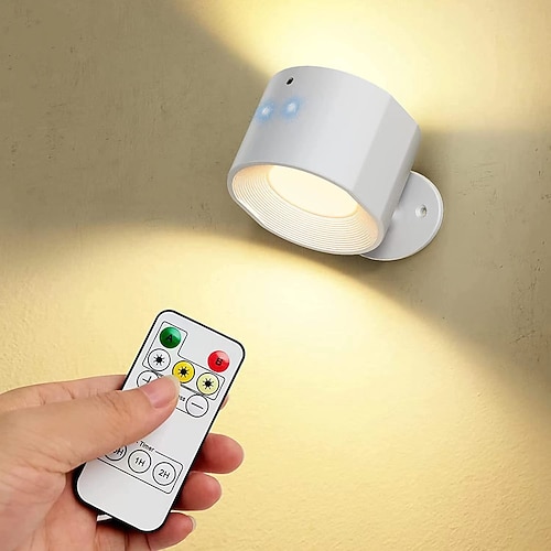 LED-Schrankleuchten mit Fernbedienung, wiederaufladbare Wandlampe 3000 mAh, 3 Farbtemperaturen, dimmbar, magnetisch, 360° drehbar, kabelloses Licht für Schlafzimmer, Nachttisch, Flur Image