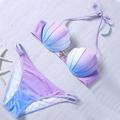 2 pcs Bademode Bikini Badeanzüge Meerjungfrau Damen Feste Farbe Polyester BH Slip