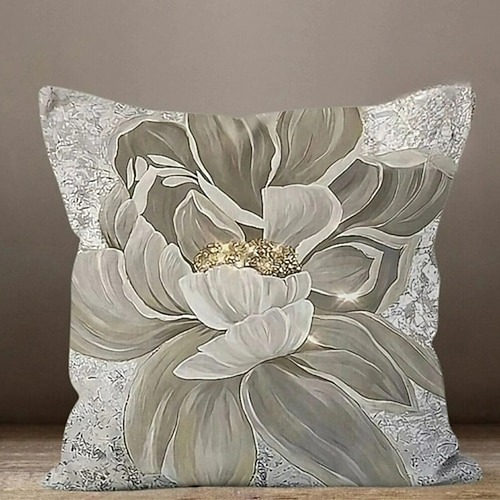Blauer Blumen-Doppelseiten-Kissenbezug, 1 Stück, weich, dekorativ, quadratischer Kissenbezug, Kissenbezug für Schlafzimmer, Wohnzimmer, Sofa, Couch, Stuhl Image