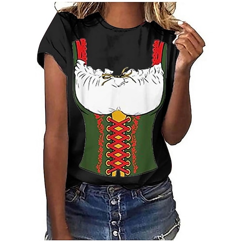 Anime 3D T-Shirt Ärmel T-Shirt Oktoberfestbier Bayerisch Grafik für Damen Erwachsene 3D-Druck für Oktoberfestbier Maskerade Alltagstauglich Image