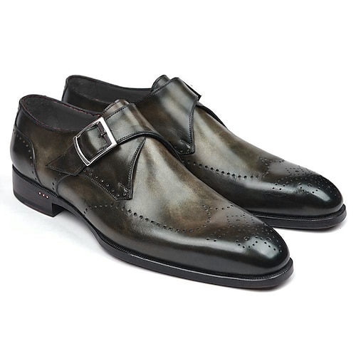 braune Monkstrap-Abendschuhe aus Kunstleder für Herren – klassische Brogue-Flügelkappen-Abendschuhe für Business, Hochzeiten und besondere Anlässe Image