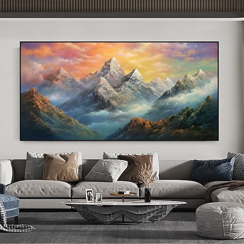 Handgefertigtes, handgemaltes Ölgemälde, Wandkunst, groß, zeitgenössische goldene Berge, Heimdekoration, Dekoration, gerollte Leinwand, kein Rahmen, ungedehnt Image