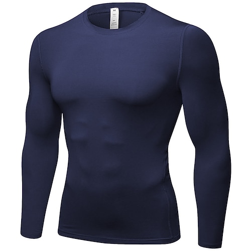 Herren Kompressionsshirt Laufshirt Langarm T-Shirt Sportlich Frühling Winter Einfarbig Spandex Schnelltrocknend Schweißableitend Atmungsaktiv Fitnesstraining Übung Laufen Sportbekleidung Sportkleidung Image