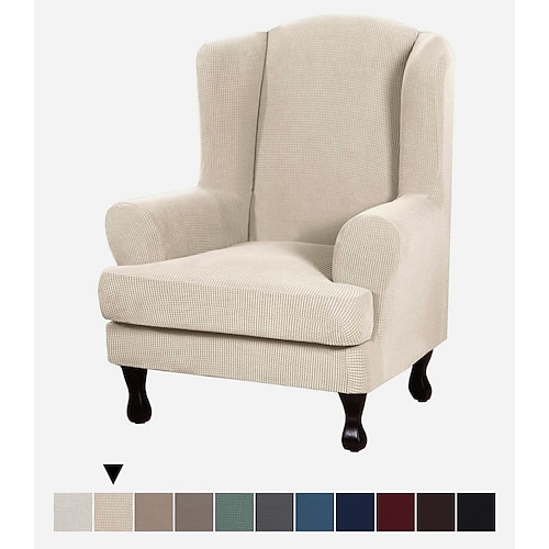 2-teilige Sofabezug High Stretch Jacquard Stoff Möbel Schonbezug bleiben an Ort und Stelle weiche Spandex Form fit Flügel Rücken Sessel Schonbezüge Rutschfestigkeit maschinenwaschbar Image