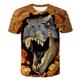 Kinder Jungen T-Shirt Kurzarm Dinosaurier 3D-Druck Einfarbig Tier Rundhalsausschnitt Schnell Trocknend Blau Gelb Khaki Kinder Oberteile Sommer Grundlegend Street Schick Normal 3-12 Jahre