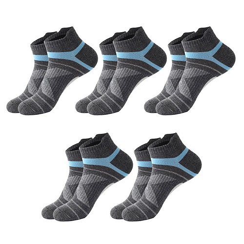 Herren 5 Paare Socken Ankle Socken Laufsport Socken Schwarz Blau Farbe Farbblock Freizeitskleidung Urlaub Wochenende Mittel Sommer Frühling Warm-Ups Image