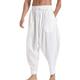 Herren Leinenhose Hose Hosen Sommerhosen Jogginghosen Baggy Haremshose Kordelzug Elastische Taille Drop Schritt Glatt Komfort Atmungsaktiv Casual Täglich Strassenmode Leinen / Baumwoll Mischung Sport