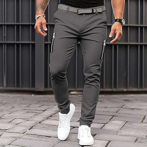 Herren Hose Hosen Chinesisch Chino Sommerhosen Freizeithose Zip Glatt Komfort Atmungsaktiv Casual Täglich Festtage Modisch Basic Schwarz Khaki