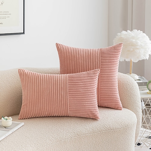 Deko-Kissen aus Cord, einfarbig, Blau, Salbeigrün, gebranntes Orange, Kissenbezüge, Kissenbezüge, Kissenbezüge für Sofa, Couch, Liege Image