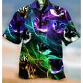 Herren Lässiges Hemd Hawaiihemd Sommerhemd Camp-Shirt Grafik-Shirt Aloha-Shirt Totenkopf Motiv Hai Fische Umlegekragen A B C D E 3D-Druck Casual Ausgehen Kurze Ärmel 3D Bekleidung Designer