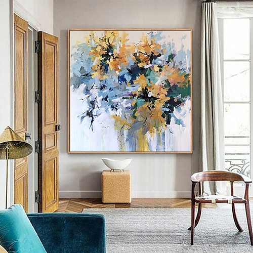 Handgefertigtes Ölgemälde auf Leinwand, Wandkunst, Dekoration, moderne Blumen für Wohnkultur, gerollt, rahmenlos, ungedehnt Image