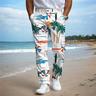 Palmenurlaub Hawaiianische Herren-Resort-Hose mit 3D-Druck, flache Vorderseite, gerades Bein, Polyester-Hose mit mittlerer Taille, Outdoor-Urlaub, Urlaub, Alltagskleidung, S bis 3XL