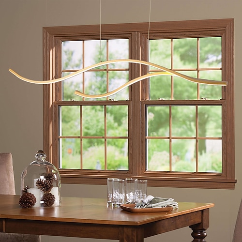 100/120 cm LED Pendelleuchte Welle Design Linie Design Schwarz Gold Metall künstlerischer Stil moderner Stil Büro, Geschäfte stilvolle lackierte Oberflächen künstlerische LED 110-120V 220-240V Image