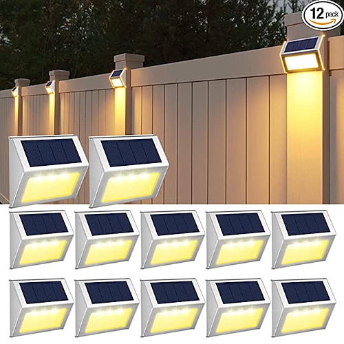 LED Außenwandleuchte Solarlampen 6/12 stücke außenwandleuchten solar schritt zaun lichter treppe wasserdicht garten terrasse außenwandleuchten solar wasserdicht beleuchtung dekoration lampe Image