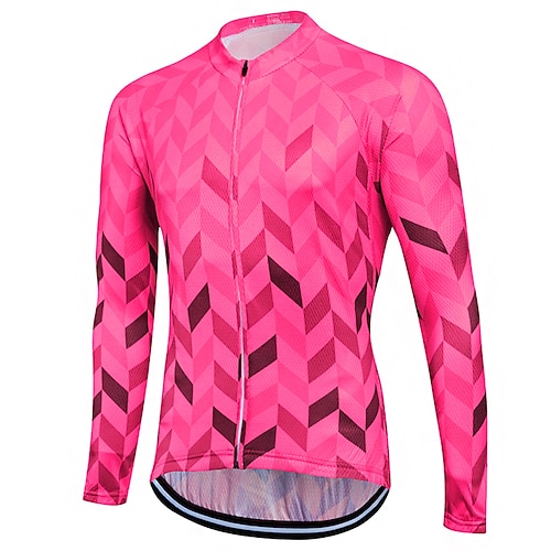 Herren Radtrikot Fischgrätenmuster Gemustert Langarm Fahhrad Sweatshirt Trikot Oberteil mit 3 Gesäßtaschen Mountainbike MTB Straßenradsport Schnelltrocknend Frontreißverschluss Weich Reflektierende Image