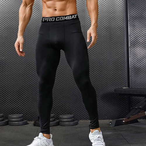Lange Unterhosen für Herren, Thermounterwäsche, Thermohosen, Strumpfhosen/Leggings in reinen Farben, Polyester, Thermo-Komforthose für das tägliche Fitnessstudio, elastischer Bund, schwarze Image