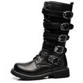 Herren Stiefel Springerstiefel Retro Motorradstiefel Stiefel-wadenlang Vintage Täglich PU Mittelhohe Stiefel Schnürsenkel 555 (Baumwollfutter) Sommer Herbst Winter