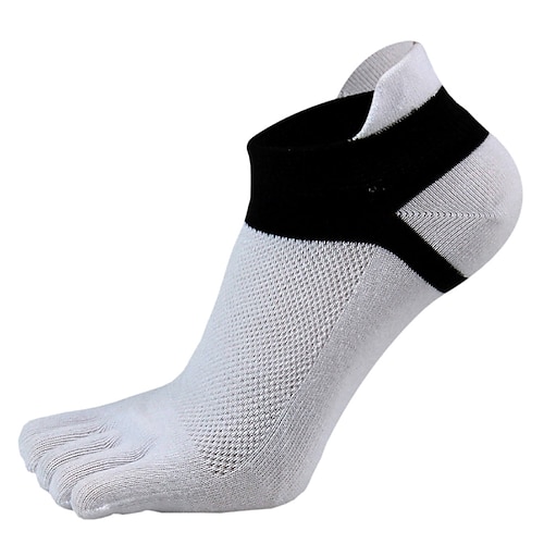 Herren 3 Paare Ankle Socken Zehensocken Niedrig geschnittene Socken Schwarz Weiß Farbe Farbblock Freizeitskleidung Urlaub Wochenende Gitter Mittel Sommer Frühling Herbst Stilvoll Brautkleider Image