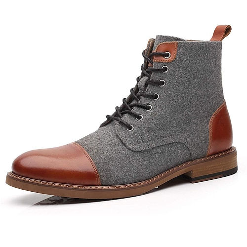 Herren Stiefel Bullock Schuhe Abendschuhe Wanderschuhe Brautkleider schlicht Täglich Leder Komfortabel Stiefeletten / Stiefeletten Halbschuhe Dunkelbraun Schwarz Hell Gray Frühling Herbst Image