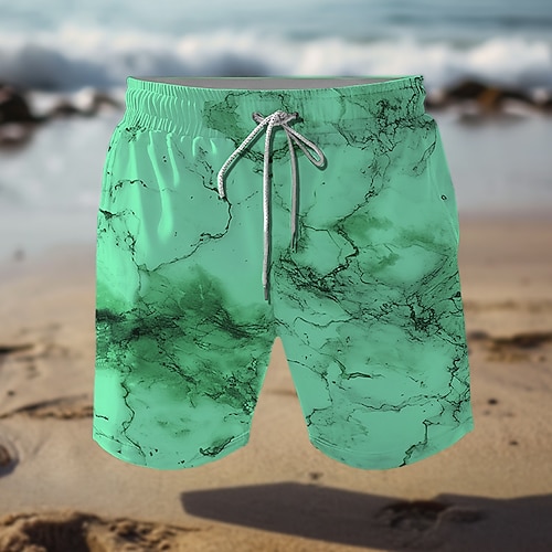 Herren Textur Riss Badehosen Badeshorts Boardshorts Mittlere Taille Urlaub Hawaiianisch Resort-Stil Urlaub Ferien Strand Kordelzug mit Mesh-Futter Elastischer Bund Designer Bekleidung Image