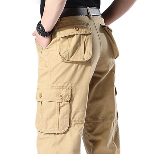 Herren Cargohose Cargohosen Cargohose Wanderhose 6 Tasche Glatt Komfort Atmungsaktiv Outdoor Täglich Ausgehen Modisch Brautkleider schlicht Graues Grün Armee-Gelb Mikro-elastisch Image
