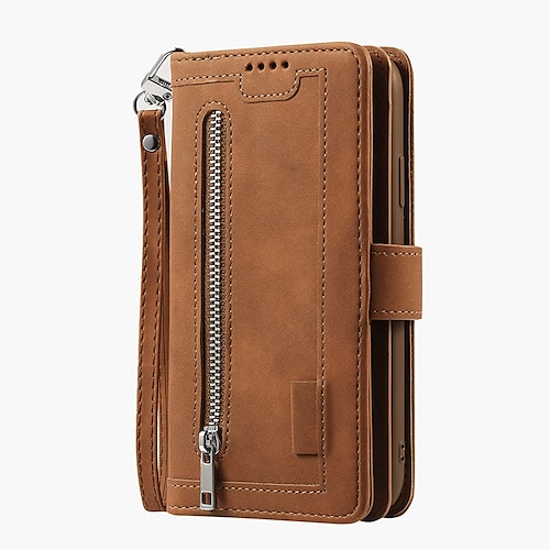 Handy Hülle Handyhüllen Für Samsung Galaxy S25 S24 S23 S22 S21 FE S21 Ultra Plus A14 A34 A54 A73 Ganzkörperhülle Brieftaschenhülle Mit Ständer Bling Reisverschluss Retro Glitzernd PU-Leder Image