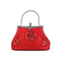 Damen Handtasche Abendtasche Satin Aleación Valentinstag Hochzeitsfeier Strass Stickerei Rose Blume Silber Dunkelgrau Champagner